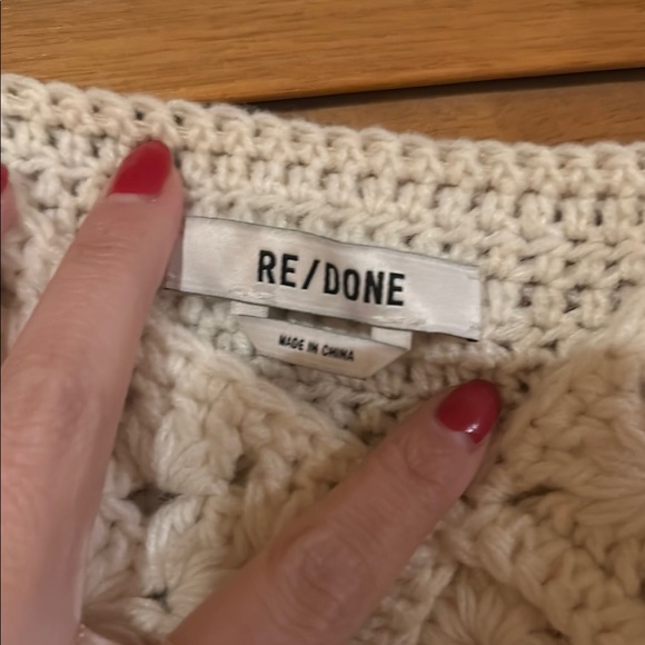 Re/Done Cream Crochet Crop Top - Picture 3 of 3